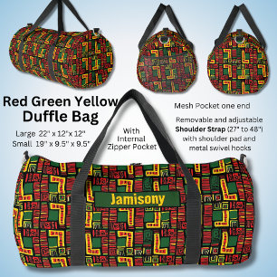 Bolso De Deporte Grande Cambiar nombre, rojo verde amarillo negro geométri