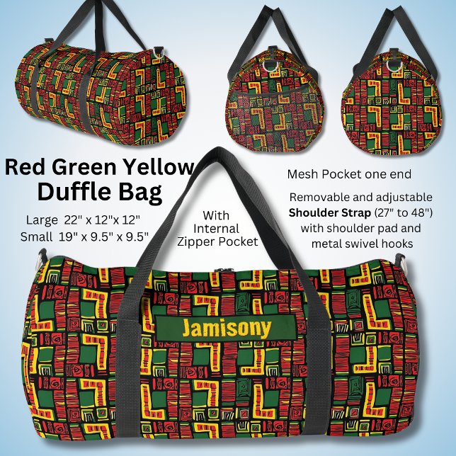 Bolso De Deporte Grande Cambiar nombre, rojo verde amarillo negro geométri (Subido por el creador)