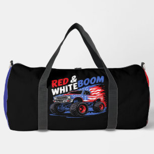 Bolso De Deporte Grande Camión Monstruo Rojo Blanco Boom