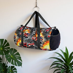 Bolso De Deporte Grande Camiones de bomberos llamas