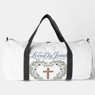 Bolso De Deporte Grande Camiseta cristiana de cruz floral amada por Jesús
