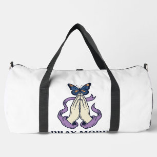 Bolso De Deporte Grande Camiseta Cristiana de Mariposa Reza Más Preocupa M