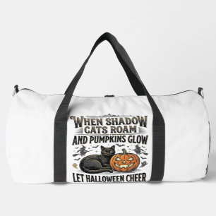 Bolso De Deporte Grande Camiseta de gato negro de Halloween con grabado de