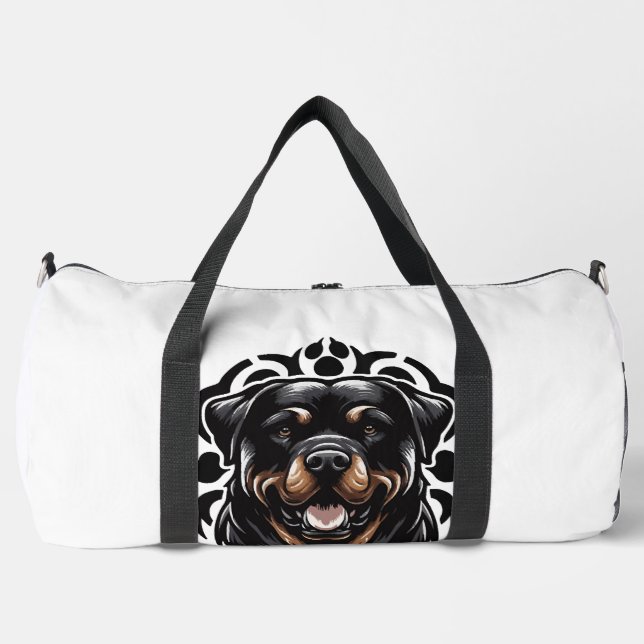 Bolso De Deporte Grande Cara de perro Rottweiler (Anverso)