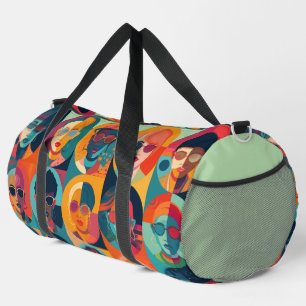 Bolso De Deporte Grande Caras audaces y coloridas celebrando la individual