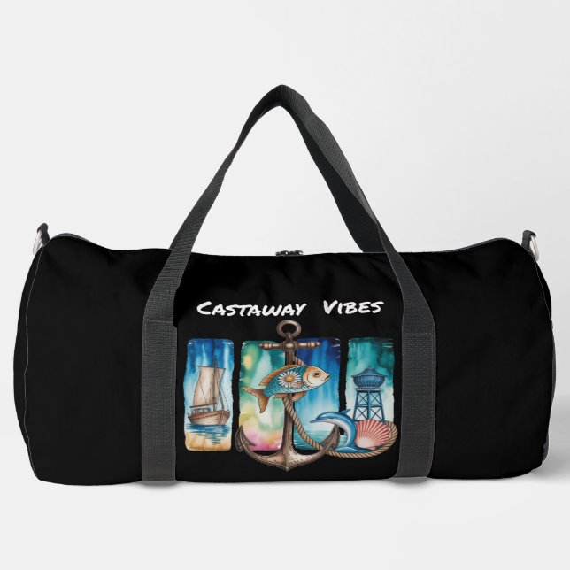 Bolso De Deporte Grande  Castaway Vibes Nautical Adventure  (Anverso)
