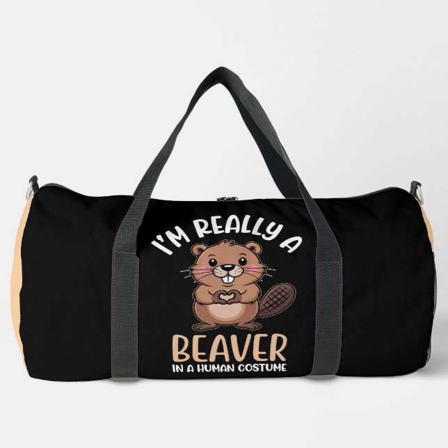 Bolso De Deporte Grande Castor Con Disfraz De Humano (Anverso)