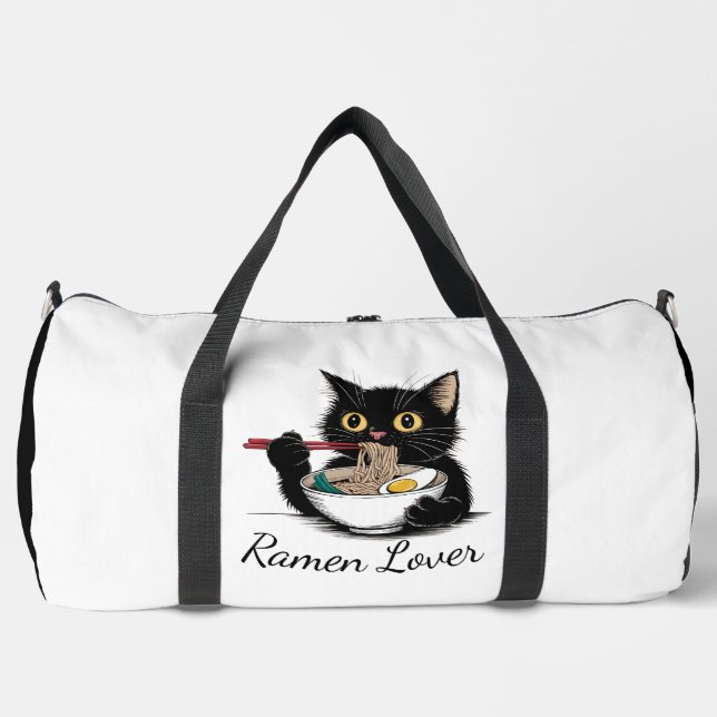 Bolso De Deporte Grande Cat Eating Ramen Noodles Funny (Anverso)