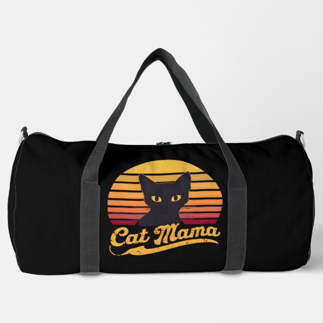 Bolso De Deporte Grande Cat Mama  Sunset Silhouette of a Black Cat  (Anverso)