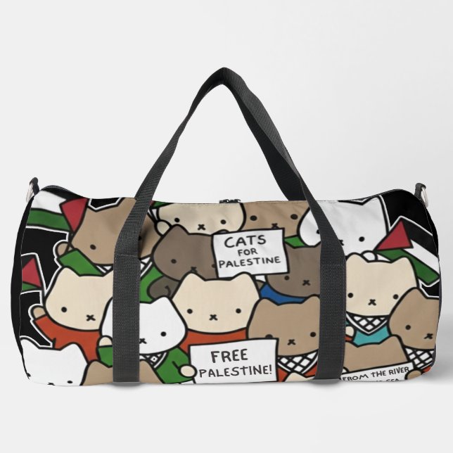 Bolso De Deporte Grande Cats for Palestine – Kawaii Cats for Justice (Anverso)