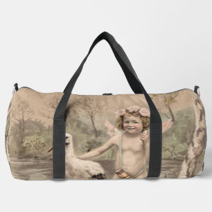 Bolso De Deporte Grande Cherub vintage con cigüeña por lago