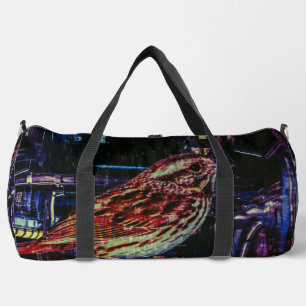 Bolso De Deporte Grande Ciberpunk Sparrow en Neon Cityscape