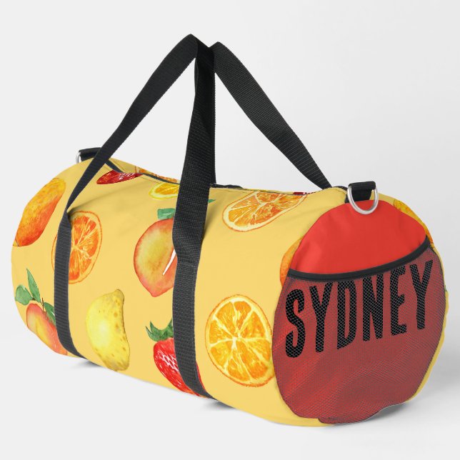 Bolso De Deporte Grande Citrus y Peaches Red Side Custom Name (Esquina derecha)