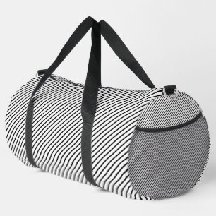 Bolso De Deporte Grande Clásica Pinstripe Blanco Negro