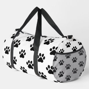Bolso De Deporte Grande Clásico estampado de pata negra en blanco