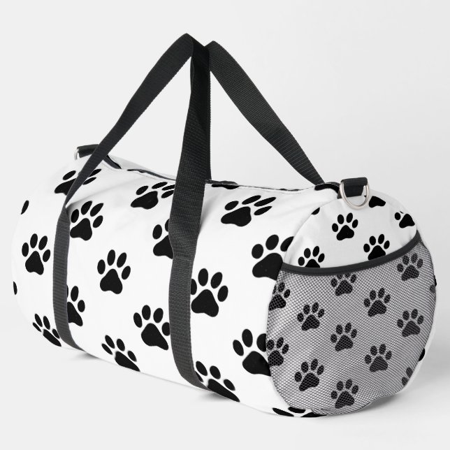 Bolso De Deporte Grande Classic Black Paw Print White  (Esquina derecha)
