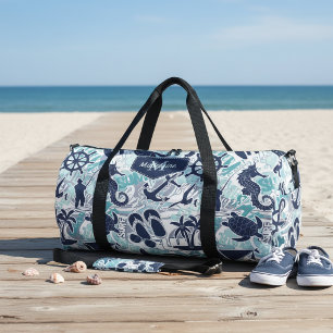 Bolso De Deporte Grande Collage Náutico de Playa Azul Marino ID840