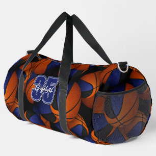 Bolso De Deporte Grande Colores del equipo de baloncesto azul negro nombre