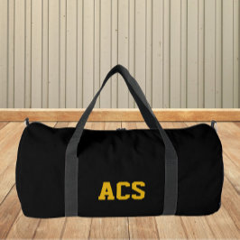 Bolso De Deporte Grande Colores y letras escolares en negro y dorado