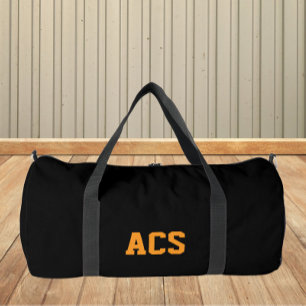 Bolso De Deporte Grande Colores y letras escolares en negro y naranja