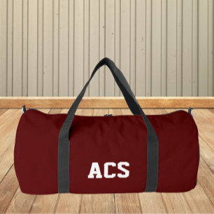 Bolso De Deporte Grande Colores y letras escolares granate y blanco