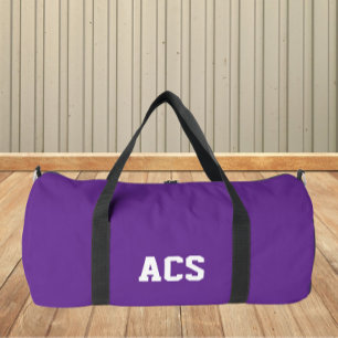Bolso De Deporte Grande Colores y letras escolares púrpura y blanco