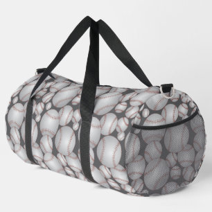 Bolso De Deporte Grande Colorido patrón de Baseballs Gris