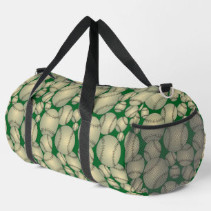 Bolso De Deporte Grande Colorido patrón de Baseballs Verde