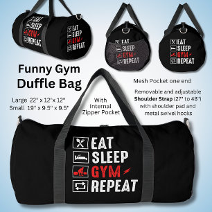 Bolso De Deporte Grande Comer Gym de sueño repetido en negro