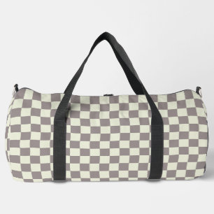 Bolso De Deporte Grande Comprobación de crema y gris