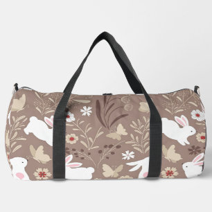 Bolso De Deporte Grande Conejo y flores de arte popular lindo