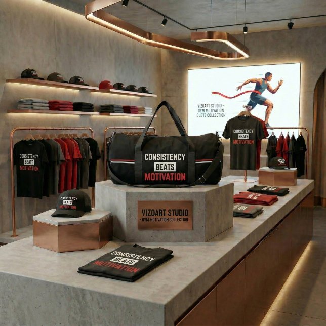 Bolso De Deporte Grande Consistency Beats Motivation Gym Motivational Duff (Motivation fades. Consistency wins. Show up every day.)