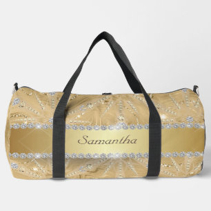 Bolso De Deporte Grande Copo de nieve dorado con nombre personalizado de d