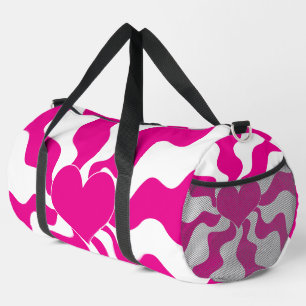 Bolso De Deporte Grande Corazón de amor en magenta y blanco