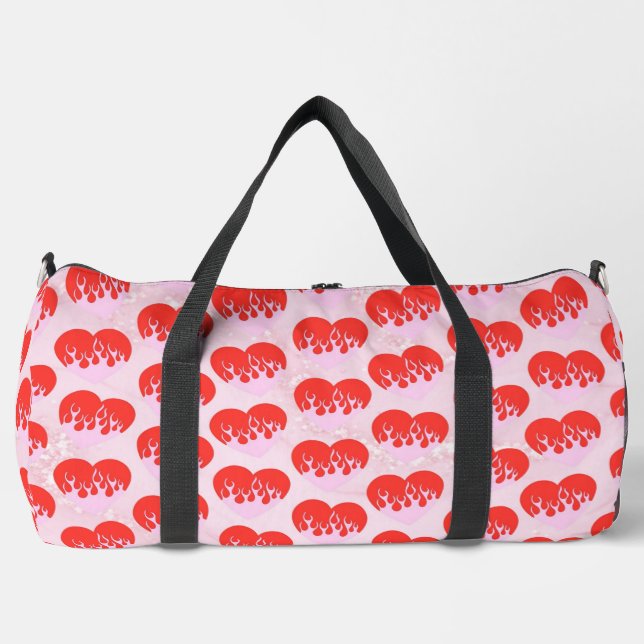 Bolso De Deporte Grande Corazón de Fuego (Anverso)