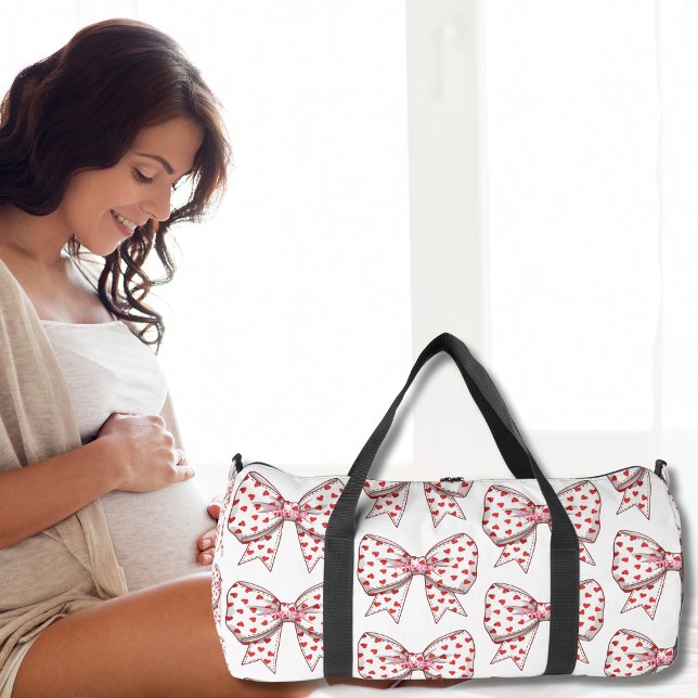 Bolso De Deporte Grande Corazón de vaca Mama Matando El Laboratorio Y El H (Bow heart Mama Matching Labor & Delivery Hospital Duffle Bag)