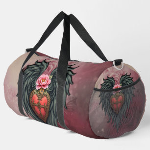 Bolso De Deporte Grande Corazón gótico con sangre y alas.