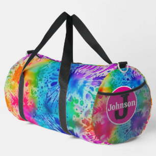 Bolso De Deporte Grande Corbata Tie Dye arcoíris personalizada con monogra