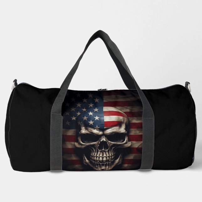 Bolso De Deporte Grande Cráneo de Bandera Americana (Anverso)