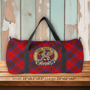 Bolso De Deporte Grande Crest del Clan Leslie sobre Tartán Rojo