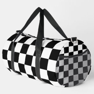 Bolso De Deporte Grande Cuadrados blancos negros modernos