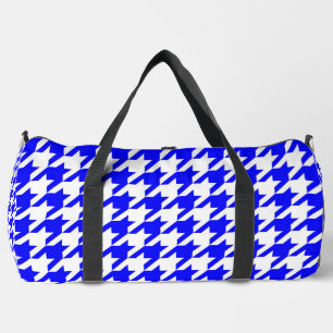 Bolso De Deporte Grande Cuadro de Piedra Houndstooth Azul Blanco