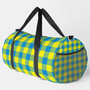 Bolso De Deporte Grande Cuadro Escocés Azul Amarillo Verde Patrón Grande