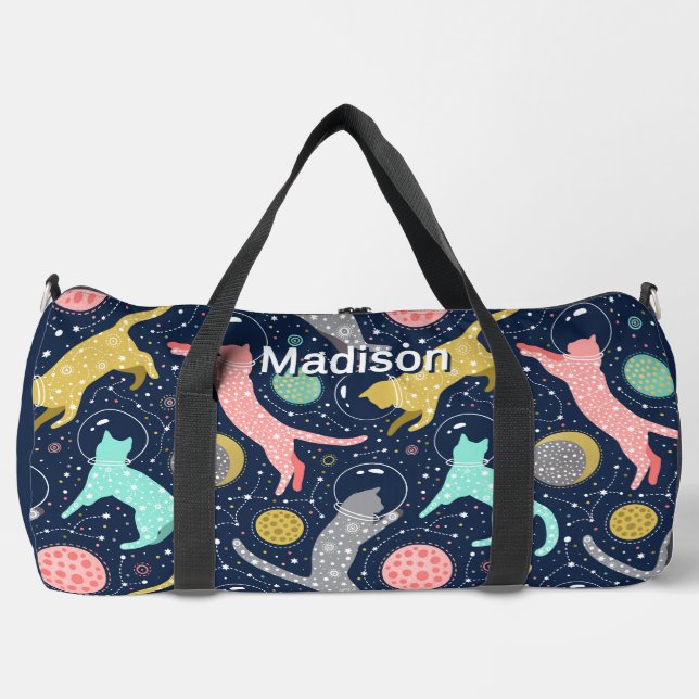 Bolso De Deporte Grande Cute Celestial Mystical Space Gatos Personalizados