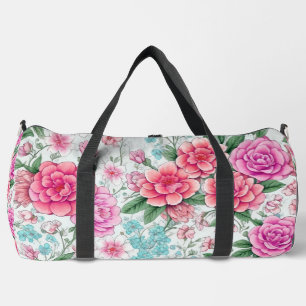 Bolso De Deporte Grande Cute Divertido Girly Vintage Floral Patrón Duffel 