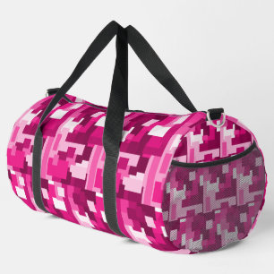 Bolso De Deporte Grande Cute patrón de camuflaje digital rosa caliente fem