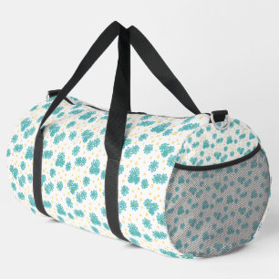 Bolso De Deporte Grande Daisies y puntos - turquesa y amarilla