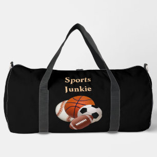 Bolso De Deporte Grande Deporte Junkie Baloncesto de Béisbol Negro