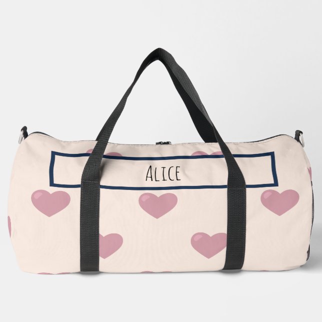 Bolso De Deporte Grande Dibujo cardíaco I Nombre personalizado (Anverso)