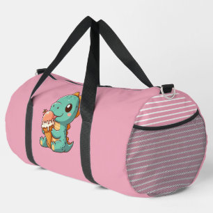 Bolso De Deporte Grande Dino de comer helado lindo